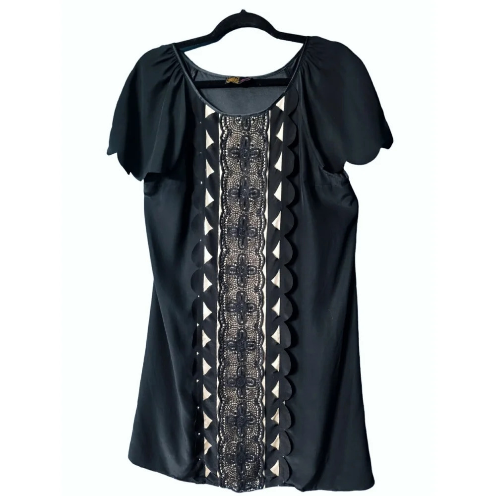 Frock! 100% SILK Black and Nude Sheath Dress by Tracy Reese Size P